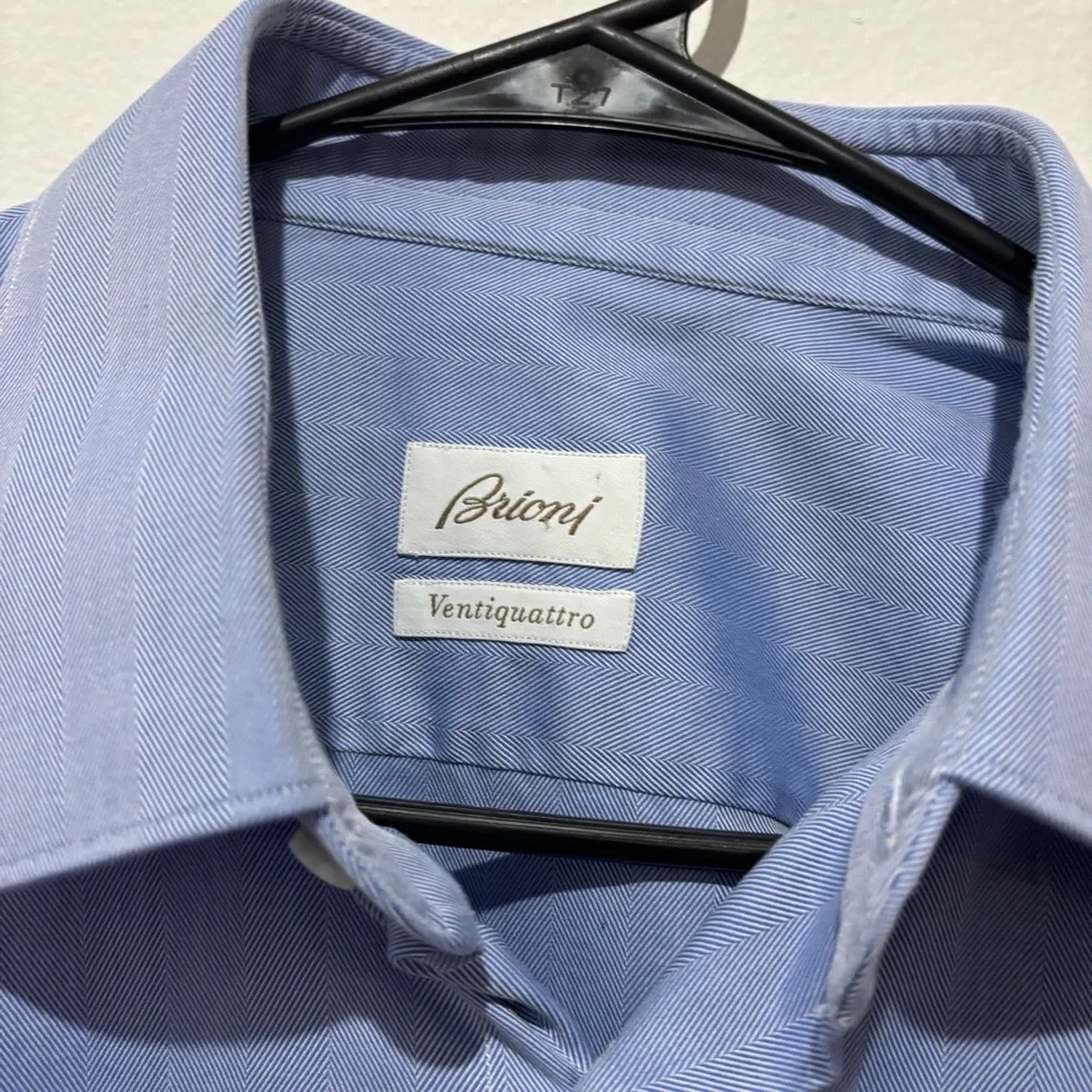 Brioni Blue Ventiquattro Dress Shirt Size 17/43
